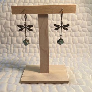 Dragonfly aqua earrings